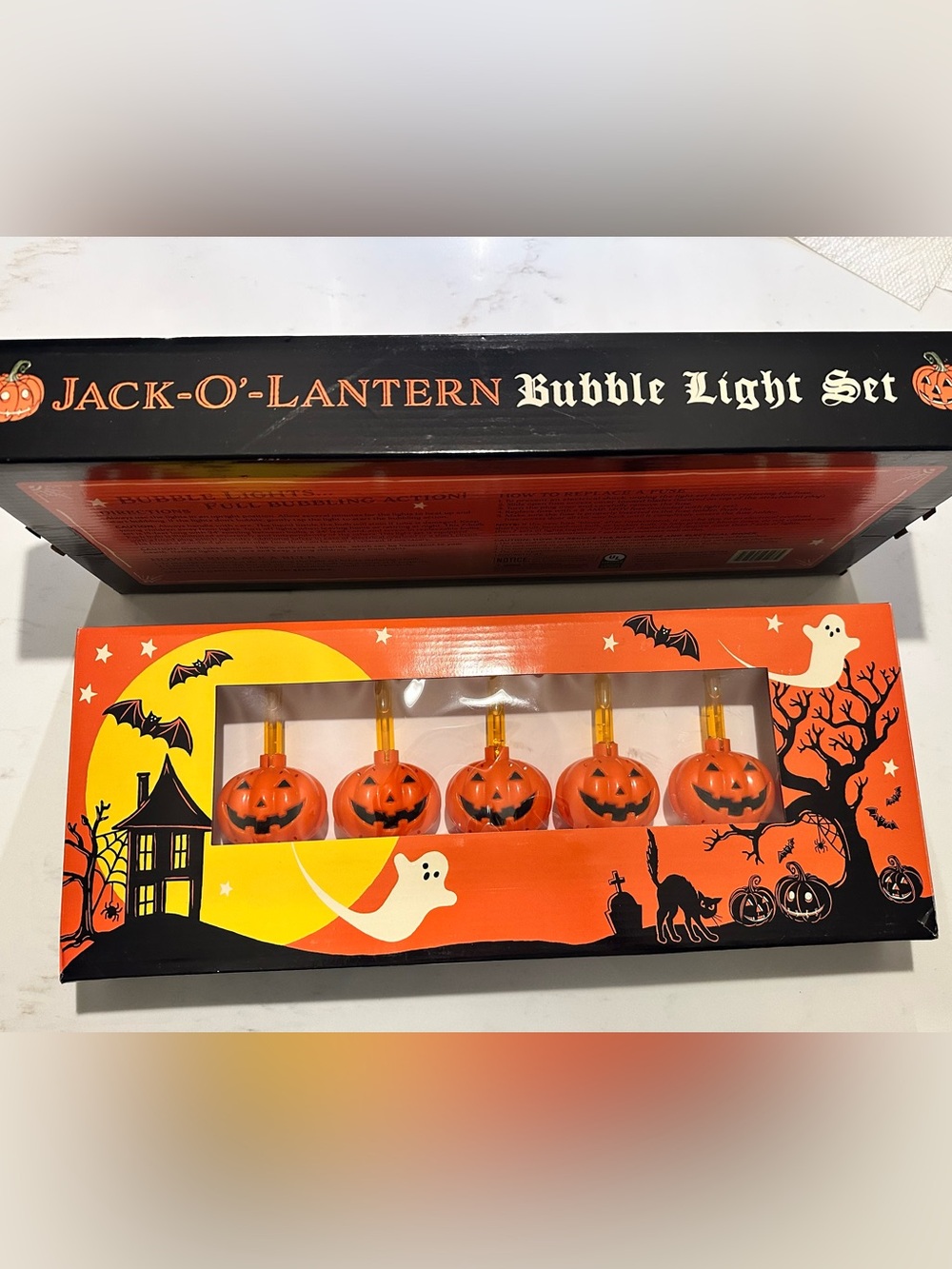 Kurt Adler Bubble Glitter Light Jack o’ lantern light sets NEW Vermont Country